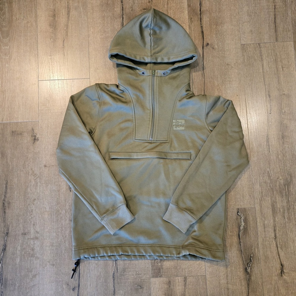 Stussy Plated Half Zip Olive Hoodie Mens Sz M Olive Green Designer Streetwear
